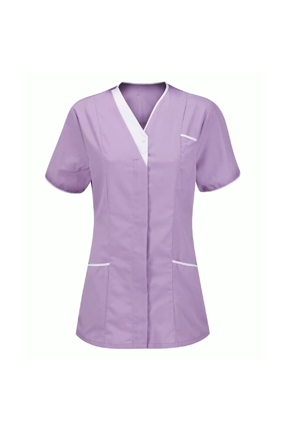 Women's Tops Short Sleeve V-Neck Casual Fashion Printed Blouse T-Shirt, Purple XS