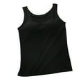 thumbnail image 1 of Staron Women's V Neck Tank Top with Built-in Bra Seamless Padded Camisole Casual Comfy Sleeveless Stretchy Basic Fashion, Black XL, 1 of 4