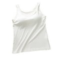 thumbnail image 1 of Staron Women's V Neck Tank Top with Built-in Bra Seamless Padded Camisole Casual Comfy Sleeveless Stretchy Basic Fashion, White M, 1 of 5