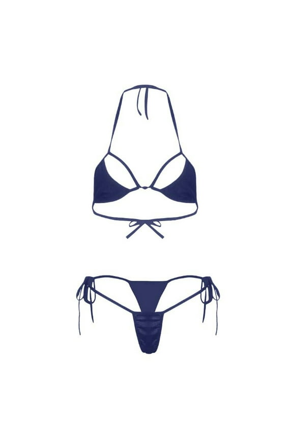 Women's Vintage Printed Bikini Swimsuit Conservative Beach Skirt Two Piece Set Mesh See Through Bra Panties, Navy FREE SIZE