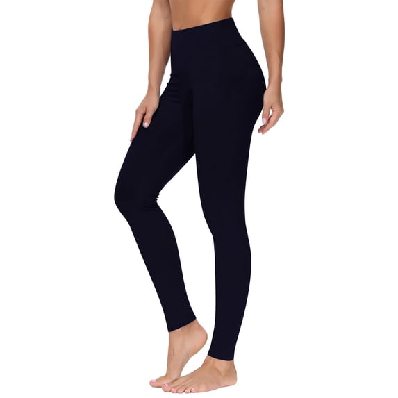 Staron Women's Yoga Leggings Solid Color Workout Pants Stretchy High Waist Casual Comfy Fitness Tights, Navy XXL