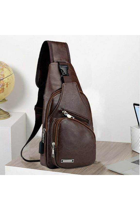 Womens Crossbody Bag (Brown), Small Backpack for Women Crossbody Bags for Women Men Trendy Sling Bag Bakpack Casual Chest Bag with Convertible Shoulder Strap