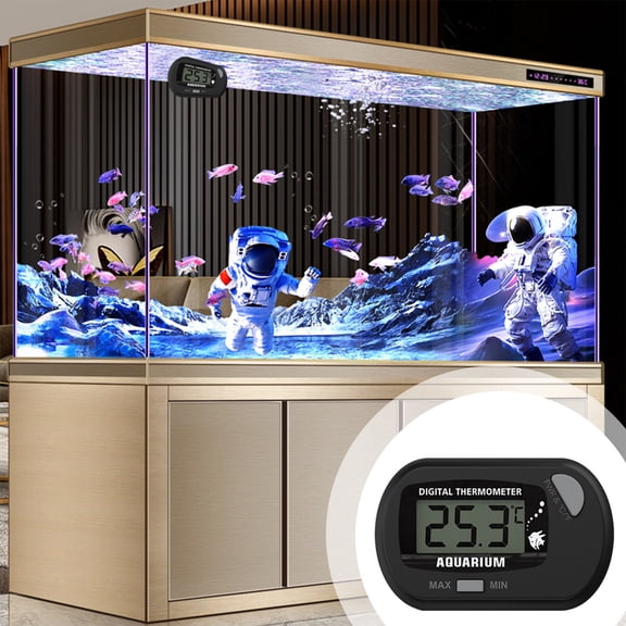 Staron under $5 Aquarium Thermometer with Suction Cup and Probe, LCD Display for Fish Tank Turtle Habitat, Waterproof Temperature Monitor