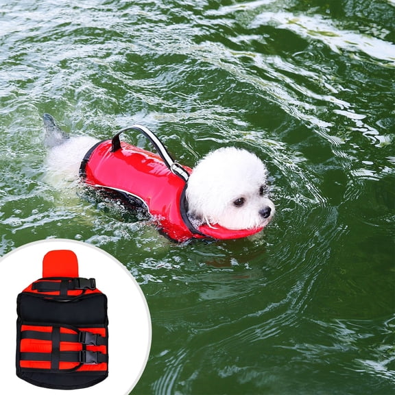 Staron under $5 Dog Buoyancy Swim Vest, Adjustable Flotation Aid with Rescue Handle, Pet Life Jacket for Swimming Water Safety