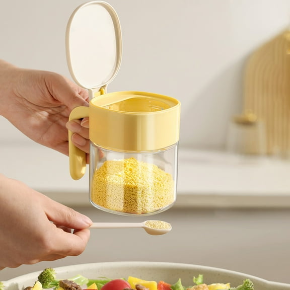 Staron under $5 Glass Spice Jars 360ml with Flip Lid, Kitchen Organizer Containers with Sealing Ring, Food Storage Bottles in Beige Green Yellow