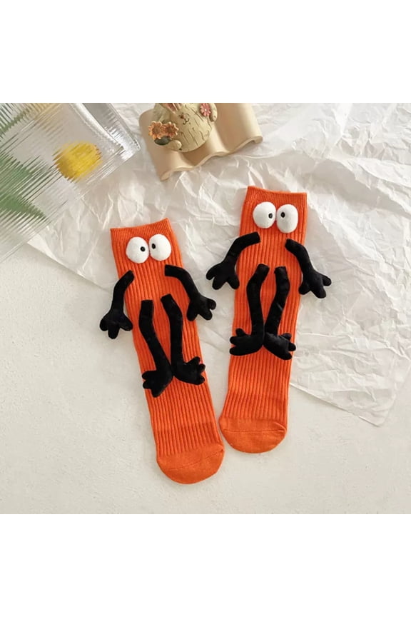 under $5 Magnetic Couple Socks Pair, Hand Holding Doll Socks for Women Men, Funny Matching Socks with 3D Magnetic Design