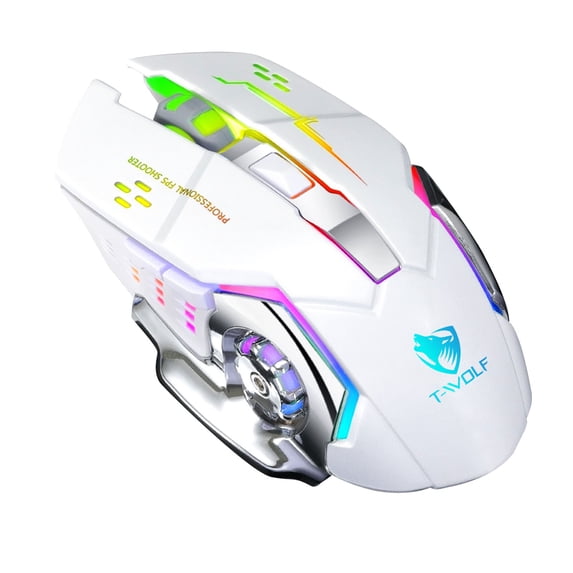Staron under $5! Wolf V6 Wired Mechanical Gaming Mouse, 7-Color RGB 3200DPI Programmable Macro, Metal Bottom PC Computer Mouse for Racing Game Home