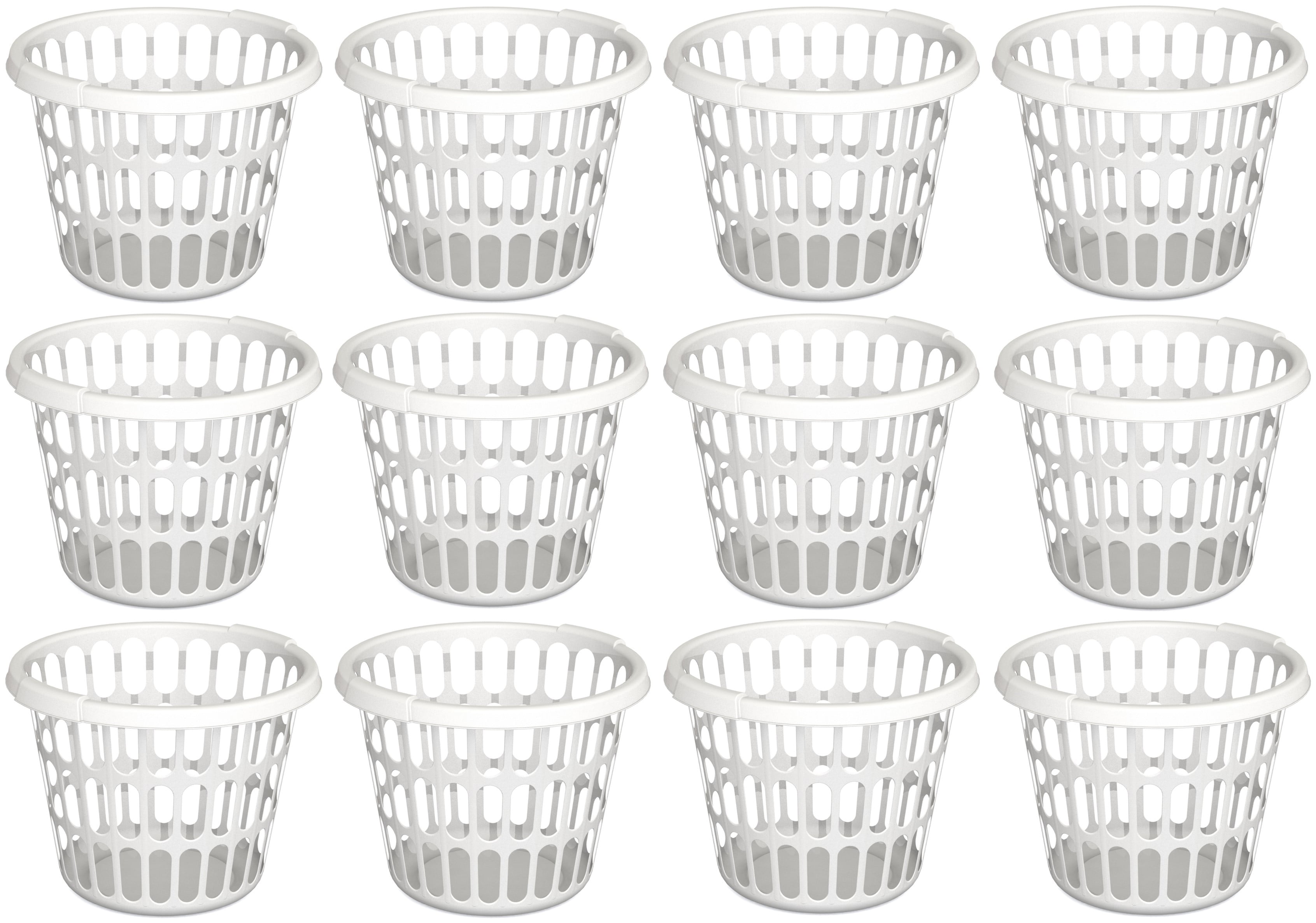 Shop Starplast 1 Bushel Round Plastic Laundry Baskets, White, 12 Pack Great Prices Await