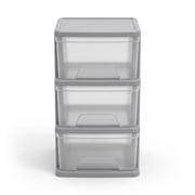 Starplast 3-Drawer Organization Tower Medium Storage Cart, Silver Plastic