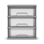 Starplast 3-Drawer Organization Tower Wide Storage Cart, Silver Plastic