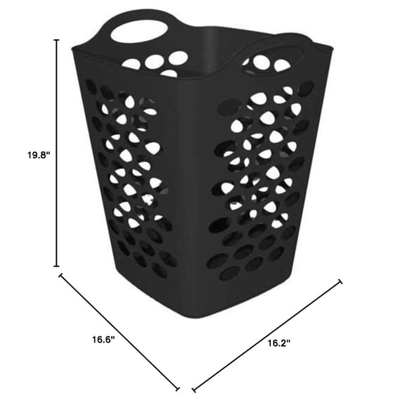 Starplast Tall Flex Laundry Basket (16.6"L x 16.2"W x 19.8"H, Black)