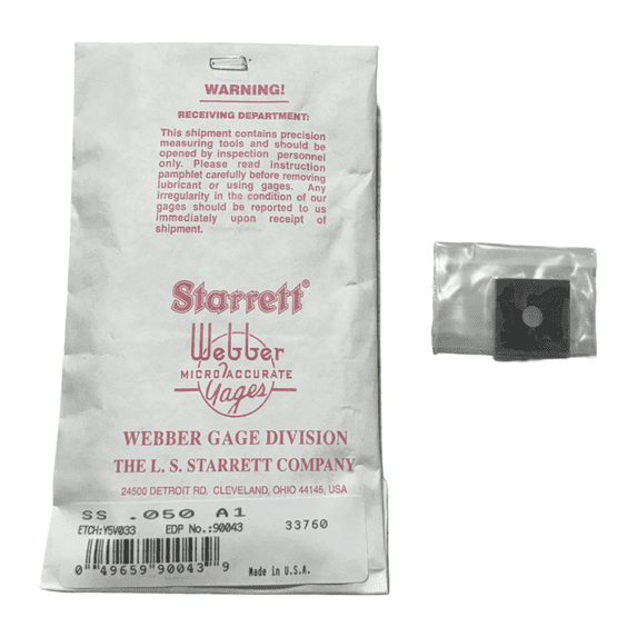 Starrett .050" Square Steel Gage Block A1 USA Made 90043