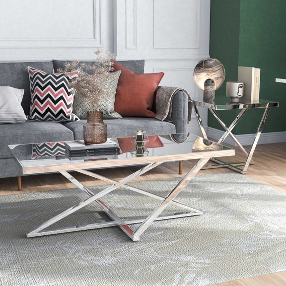 Starrla Metal 2-Piece Coffee Table Set, Chrome