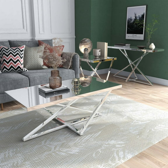 Starrla Metal 3-Piece Coffee Table Set, Chrome