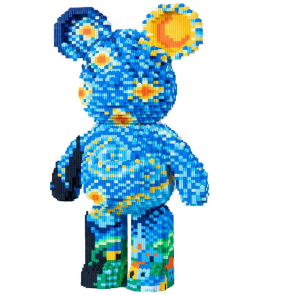 Starry Bear Building Block Set, Graffiti Teddy Bear, Gift for Adults and Kids9435 Pieces