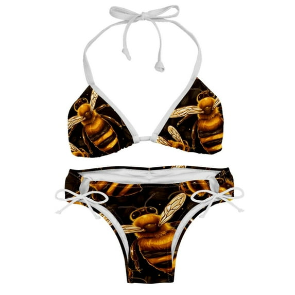 Starry Bees in the Sky Detachable Sponge Adjustable Strap Bikini Set Two-Pack Swimsuit Swimwear for Beach Pool Party