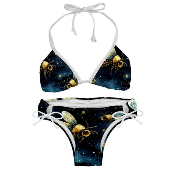 Starry Bees in the Sky Detachable Sponge Adjustable Strap Bikini Set Two-Pack for Various Scenes
