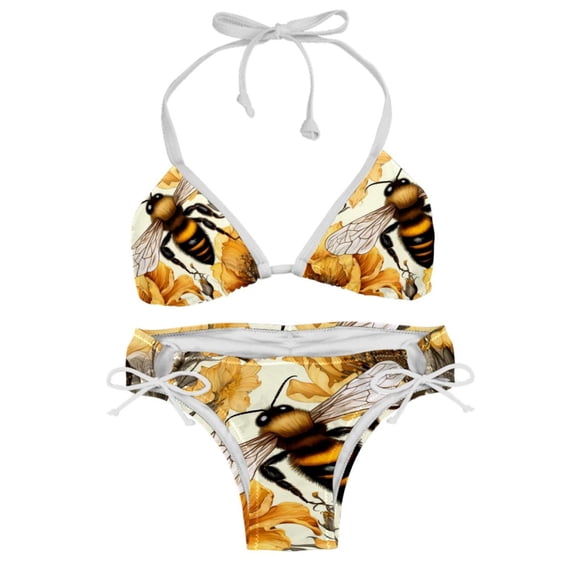 Starry Bees in the Sky Detachable Sponge Bikini Set | Adjustable Strap One-Piece Swimsuits, Two-Pack