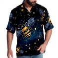 thumbnail image 1 of Starry Bees in the Sky Men's Casual Printed Button Down Short Sleeve Summer Beach Shirt, Unisex, 1 of 6
