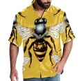 thumbnail image 1 of Starry Bees in the Sky Men's Hawaiian Button Down Printed Short Sleeve Summer Beach Shirts, 1 of 6