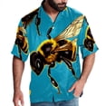 thumbnail image 1 of Starry Bees in the Sky Men's Short Sleeve Beach Shirts, Casual Printed Button Down Poplin Shirt Summer., 1 of 6