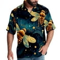 thumbnail image 1 of Starry Bees in the Sky Men's Short Sleeve Poplin Shirt, Casual Button Down Shirts, Printed Summer Beach Shirt, Unisex Casual Button Down Top, 1 of 6
