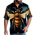 thumbnail image 1 of Starry Bees in the Sky Men's Short Sleeve Spread Collar Tops, Casual Button Down Shirts, Printed Summer Beach Shirts, Unisex, 1 of 6