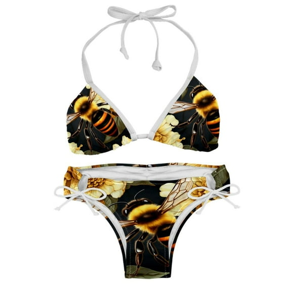 Starry Bees in the Sky Women's Detachable Sponge Adjustable Strap Bikini Set 2-Pack for Beach and Pool Parties