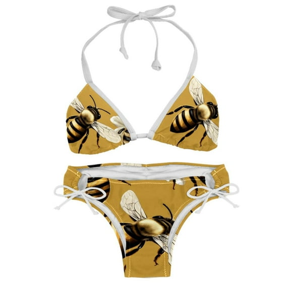 Starry Bees in the Sky Women's One-Piece Swimsuit Bikini Set with Detachable Sponge and Adjustable Strap, Two-Pack, for Swimming Scenes
