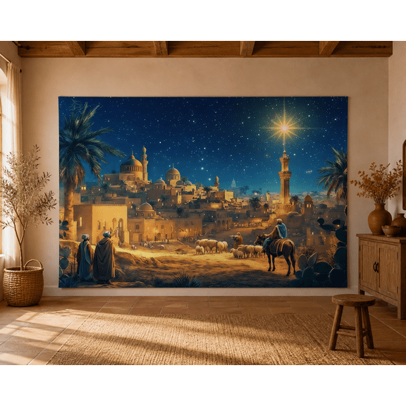 Starry Bethlehem Nativity Backdrop