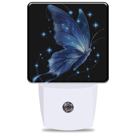 Starry Blue Night Light, Plug into Wall with Dusk to Dawn Light Sensors, Warm Nightlights for Bedroom, Bathroom, Hallway, Kitchen, Gifts Ideas for Girls Women