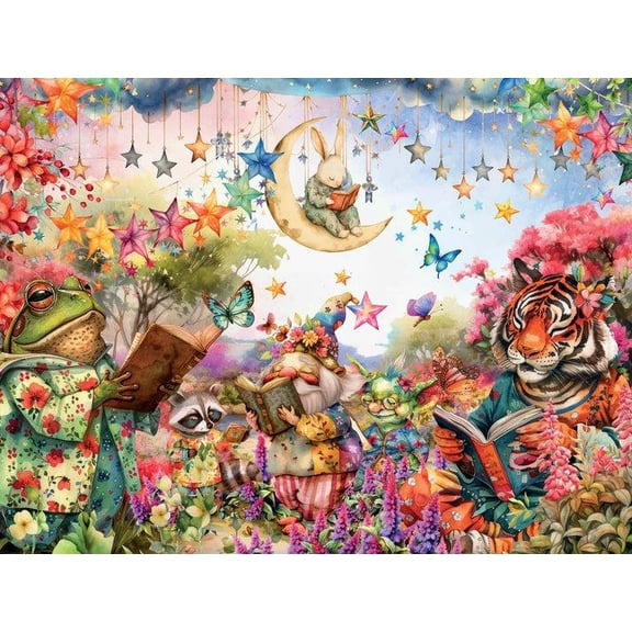 Crown Point Graphics 376237 Soft Touch Jigsaw Puzzle - Starry Book Club with Poster - 500 Piece