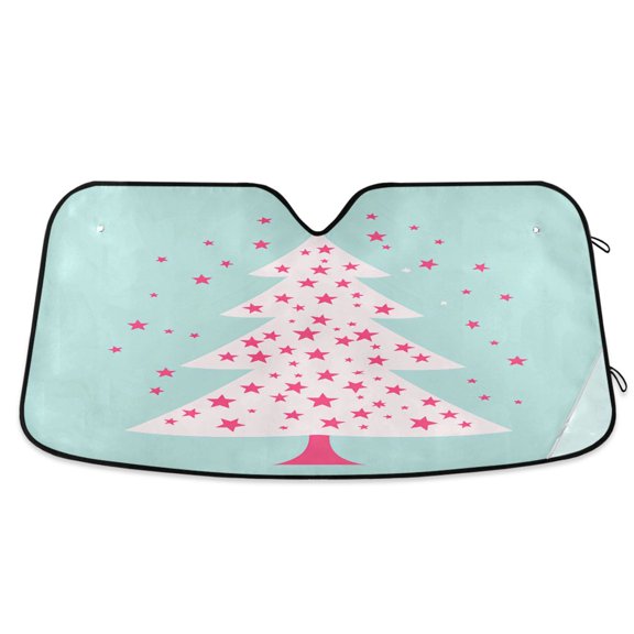 Starry Christmas Tree Car Windshield Sun Shade Foldable Car Front Window Visor Heat and UV Protection 53x23.5