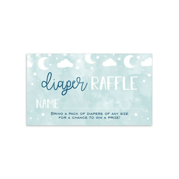 Starry Delight Diaper Raffle Tickets / 50 Baby Shower Diaper Fill In Game Cards / 2" x 3.5” Twinkle Star Raffle Activity Cards / Made In The USA