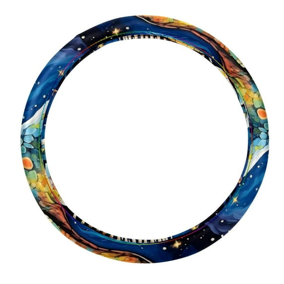 Starry Dinosaur 14.5 Inch Printing PVC Leather Auto Accessories Steering Wheel Cover Car Wheel Covers Car Wheel Cover