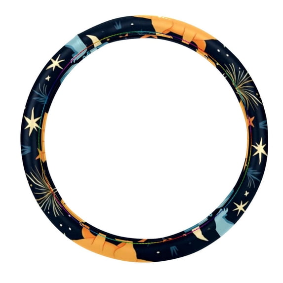 Starry Dinosaur 14.5 Inch Printing PVC Leather Car Steering Wheel Cover Auto Accessories