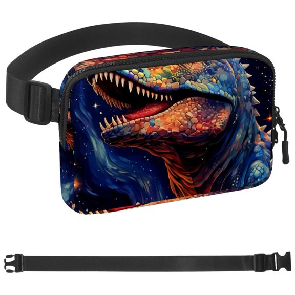 Starry Dinosaur Running Belt, Workout Belt for Phone Money Key Passport Bank Card, Adjustable Women and Men Travel Waist Pack, Pouch for Runners