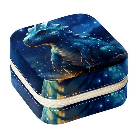 Starry Dinosaur Travel Portable Square Jewelry Display and Decorative Box with Bracelet Holder - Ideal for Rings, Earrings, Necklaces, Bracelets, and More - Suitable for Girls and Women