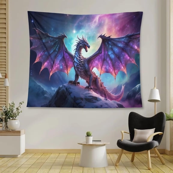 Starry Dragon Tapestry Fantasy Magic Star 3D Wings Divine Dragon Tapestries for Bedroom Dorm Living Room Decor 30x40in