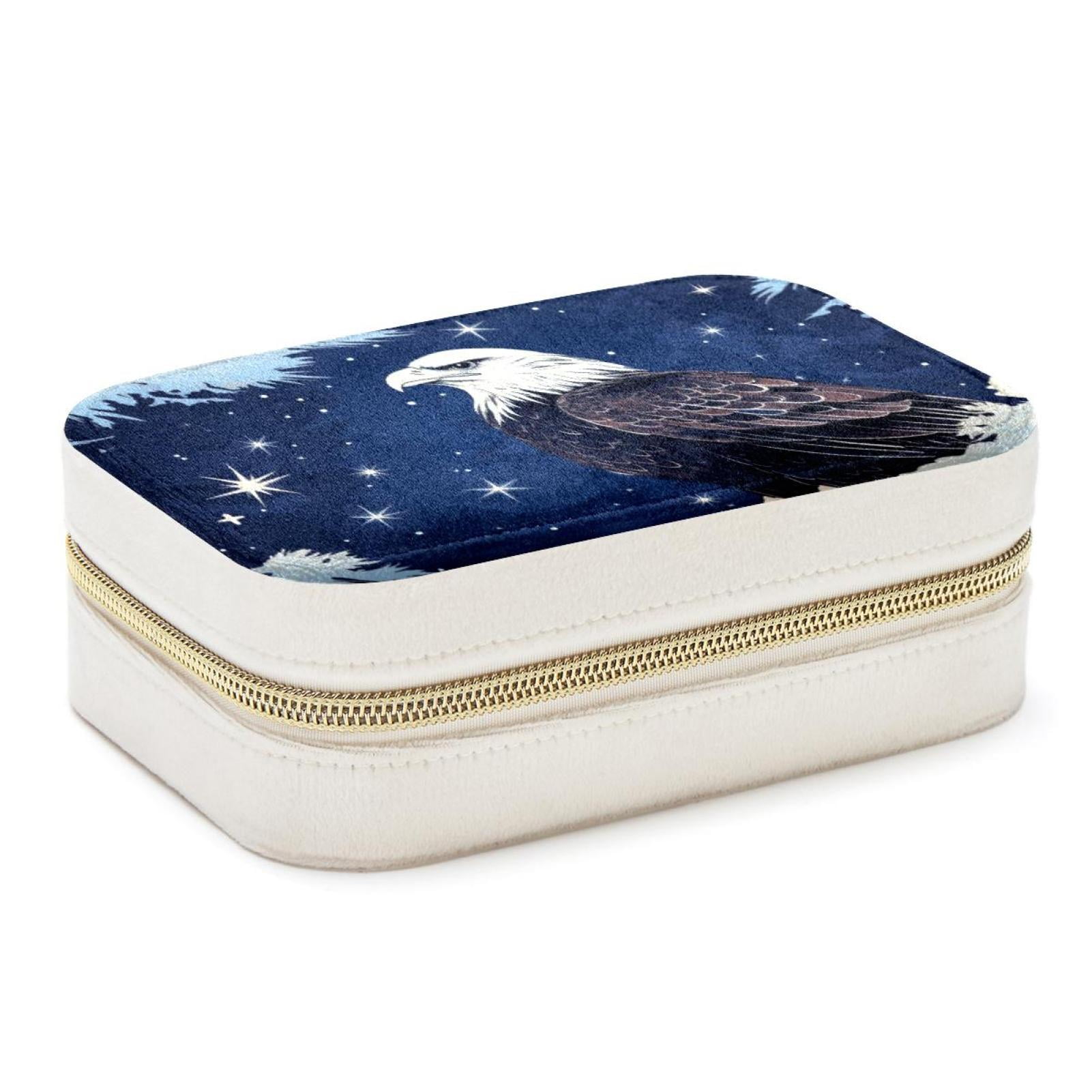 Starry Eagle Velvet Portable Decorative Box with Removable Compartment ...