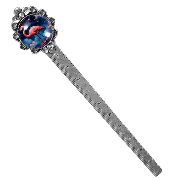 Starry Flamingos Book Marks: Vintage Silver Lace-Edged Bookmark - a Gift for Readers and Book Lovers