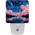 thumbnail image 1 of Starry Flamingos LED Square Night Lights - Bright and Compact Bedroom or Bathroom Lighting Solution with Auto on/Off Sensor - Set of 2 Square Shaped Nightlights, 1 of 6