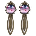 thumbnail image 1 of Starry Flamingos Set of Vintage Copper-Colored Lace Bookmarks - Stainless Steel Book Markers for Readers and Book Lovers, 1 of 5
