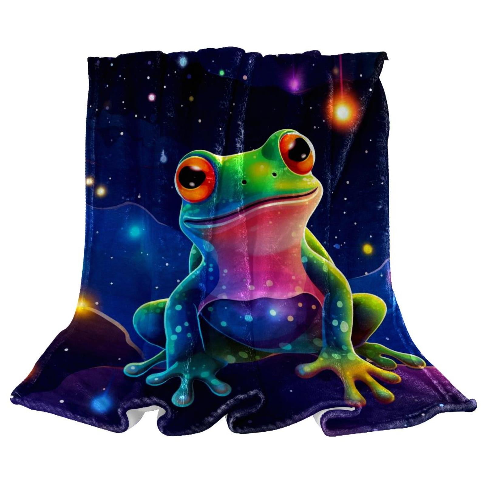 Starry Frog Plush Throw Blanket for Couch 59" x 79" Lightweight Soft