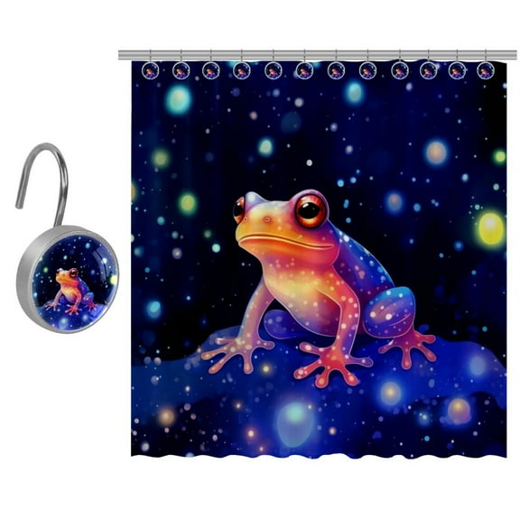 Starry Frog Shower Curtain Set for Bathroom