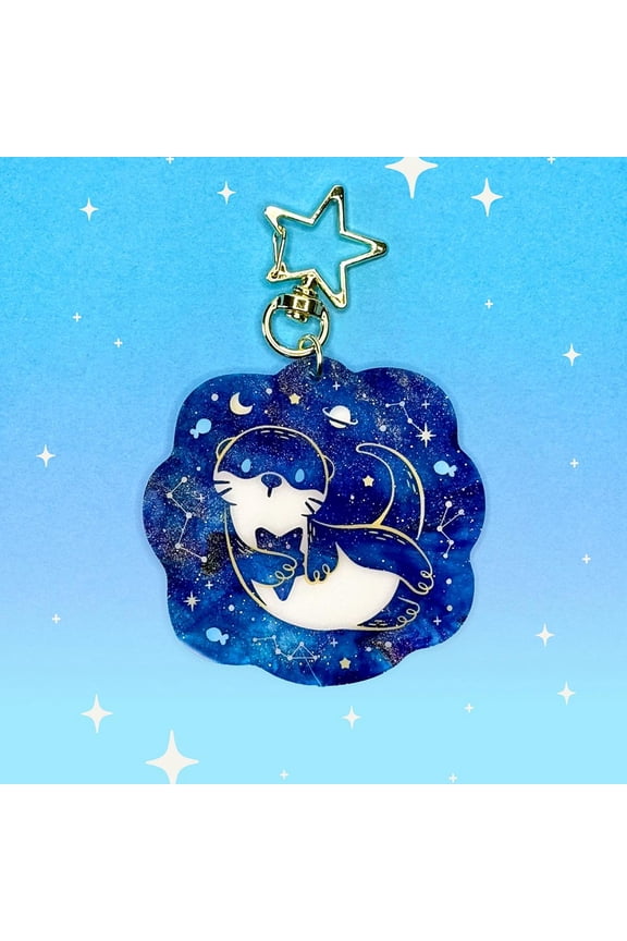 Starry Guardian Otter Pearlescent Acrylic Key Chain | Animal Constellations (1 keychain)