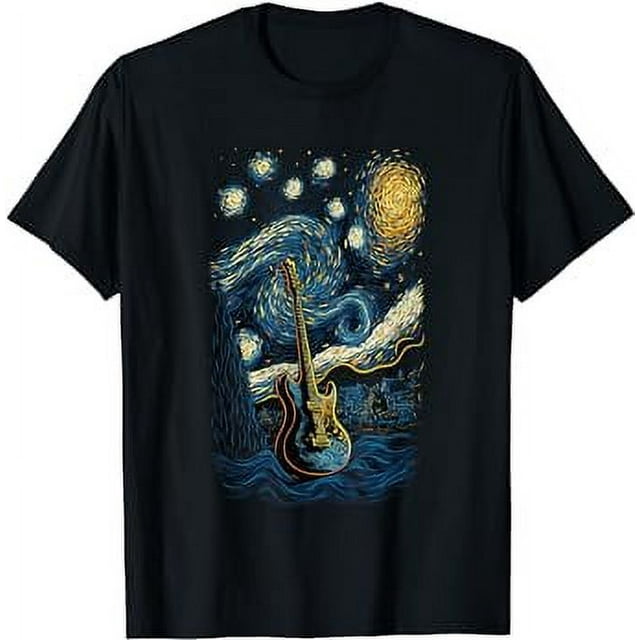 Starry Guitar Gifts Guitarist Rock Concert Festival Guitar T-Shirt ...