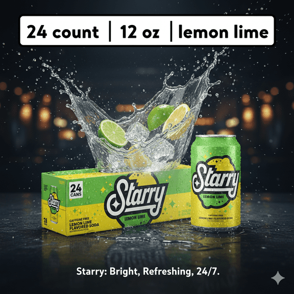 Starry Lemon Lime Soda Pop, 12 fl oz Cans 24-Pack