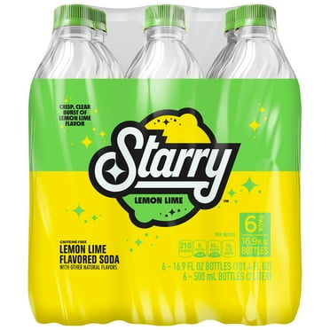 Starry Lemon Lime Soda Pop, 16.9 fl oz, 6 Pack Bottles