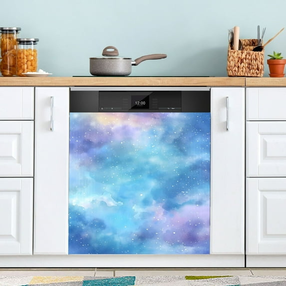 Starry Light Blue Sky Dishwasher Magnetic Covers Magnet Sticker Kitchen Decor Dishwasher Refrigerator Front Door Covers Decorative Magnetic 23" x 26"